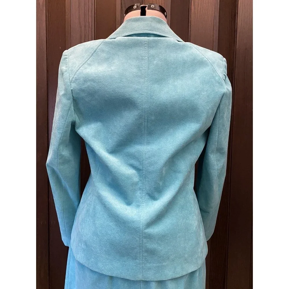 Vintage Roth-Le-Cover Ultra Suede Jacket Skirt 2pc Suit Green Women's size 14